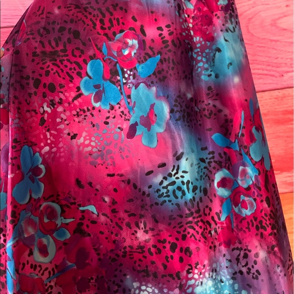 JOLIE silk satin halter v neck bold multicolour floral prom/formal dress. - Picture 12 of 14